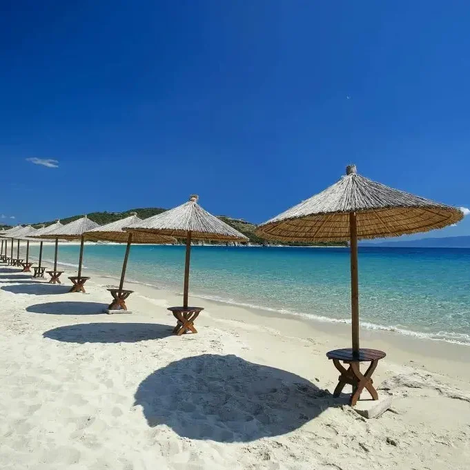 Alykes Beach Evia with crystal clear turquoise waters near Chalkida Greece